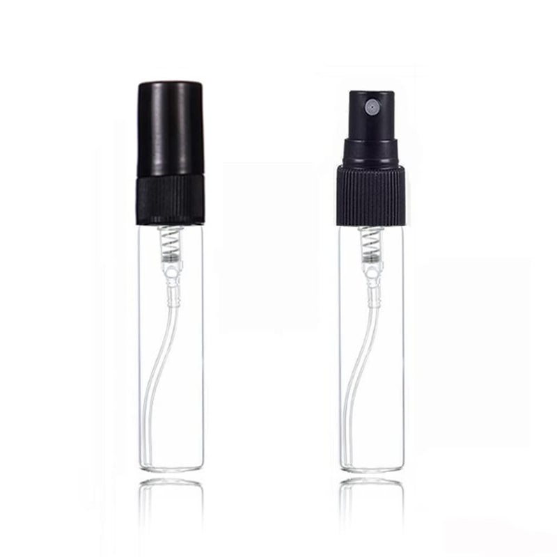 Elfenstall- 25Pcs Clear Glass 5Ml 1/6Oz Spray Bottle Perfume Fragrance Scent Vials Black Fine Mist Atomizer Refillable Sprayer Portable Liquid Container Free 2Pcs 3Ml Dropper - Image 2