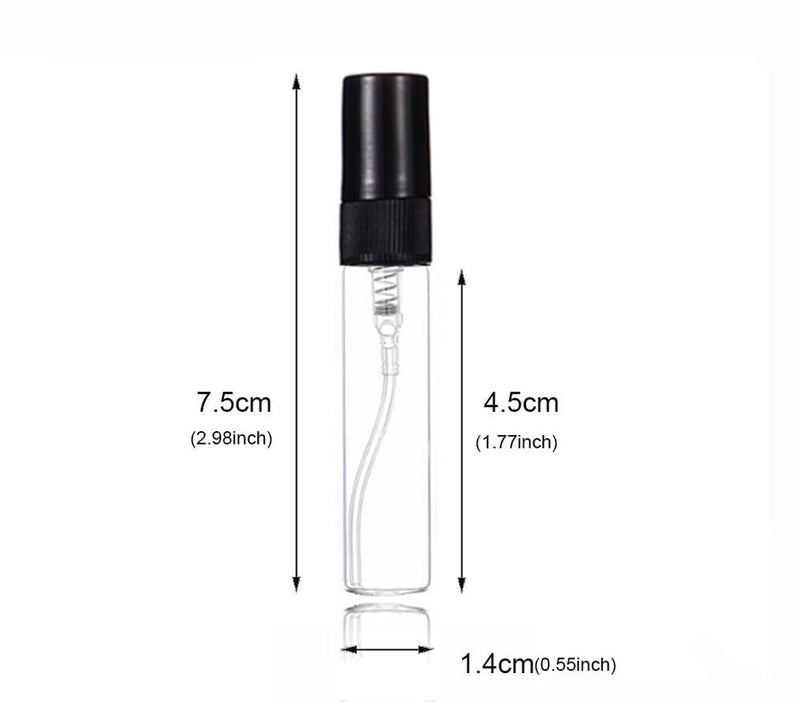 Elfenstall- 25Pcs Clear Glass 5Ml 1/6Oz Spray Bottle Perfume Fragrance Scent Vials Black Fine Mist Atomizer Refillable Sprayer Portable Liquid Container Free 2Pcs 3Ml Dropper - Image 3