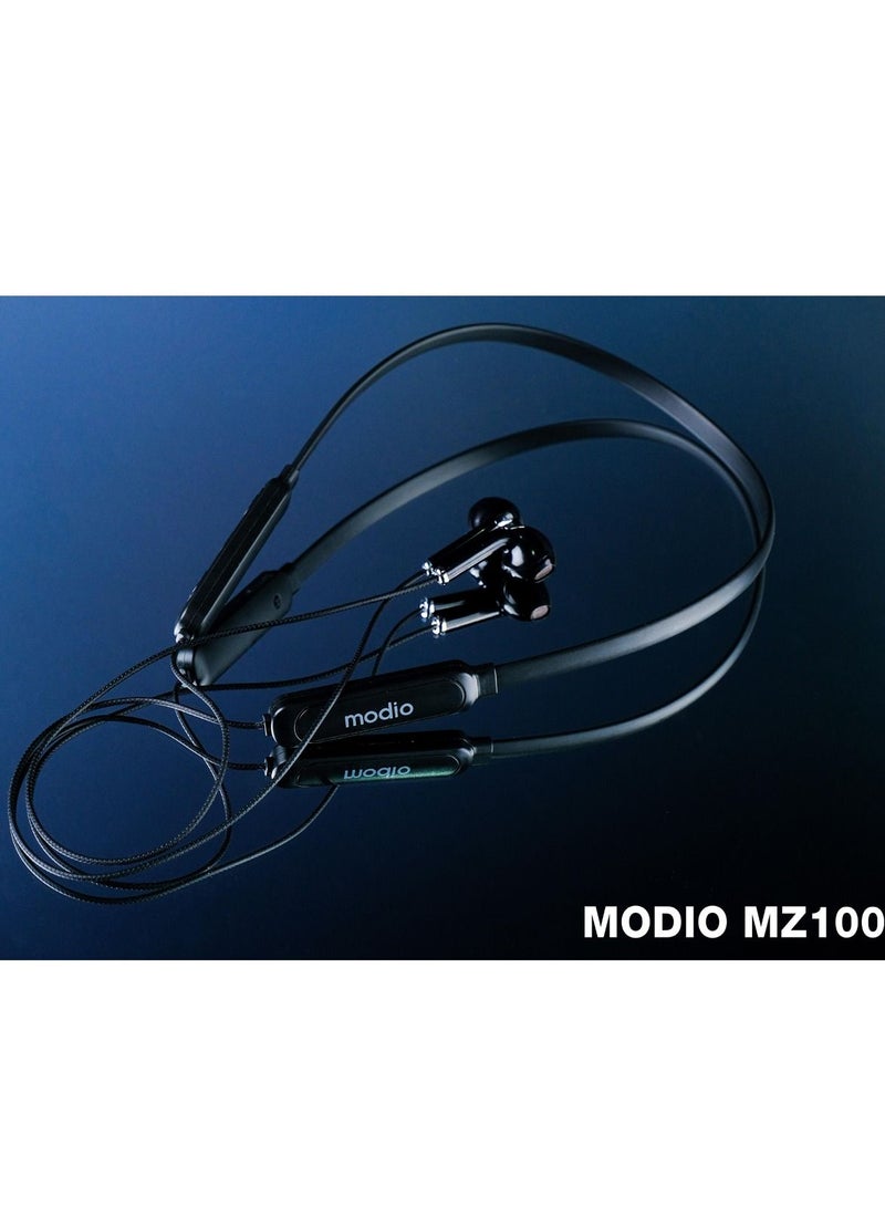 Modio MZ100 Handsfree Wireless Bluetooth Earphone With High Bass and In Ear Comfort  (Black) - Image 2