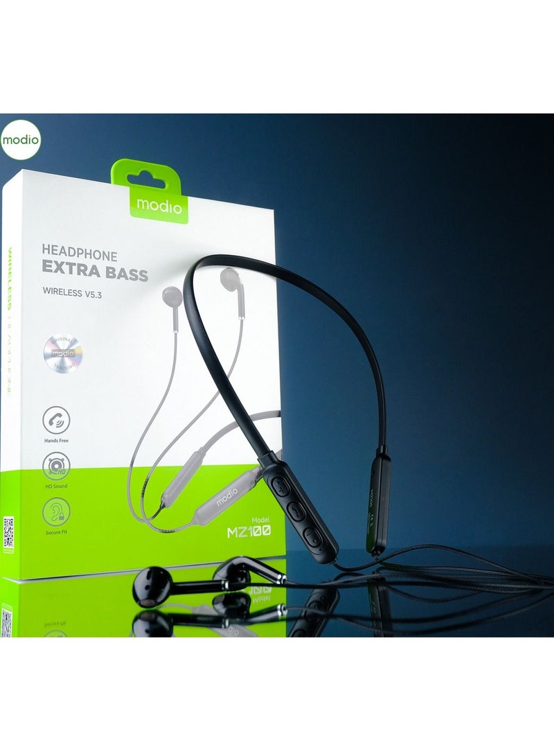 Modio MZ100 Handsfree Wireless Bluetooth Earphone With High Bass and In Ear Comfort  (Black) - Image 3