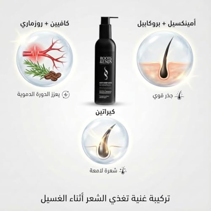 Roots & Ends Anti-Hair Loss Shampoo with Keratin 250 Ml - free sulfate - Image 3