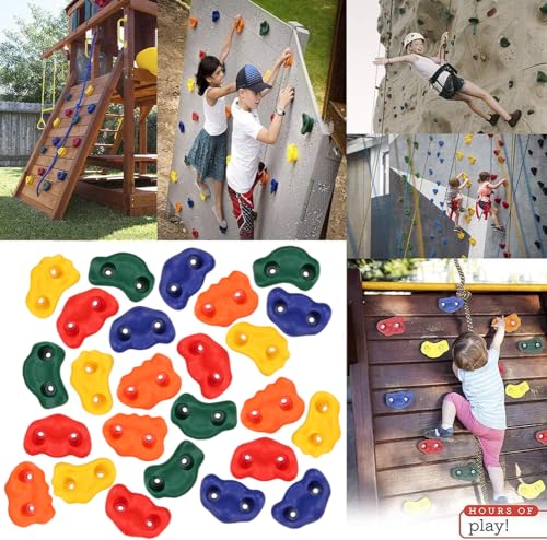 Yaegoo 25pcs Rock Climbing Holds, Rock Climbing Holds with Climbing Rope and Handles, Mounting Hardware Included - Image 5