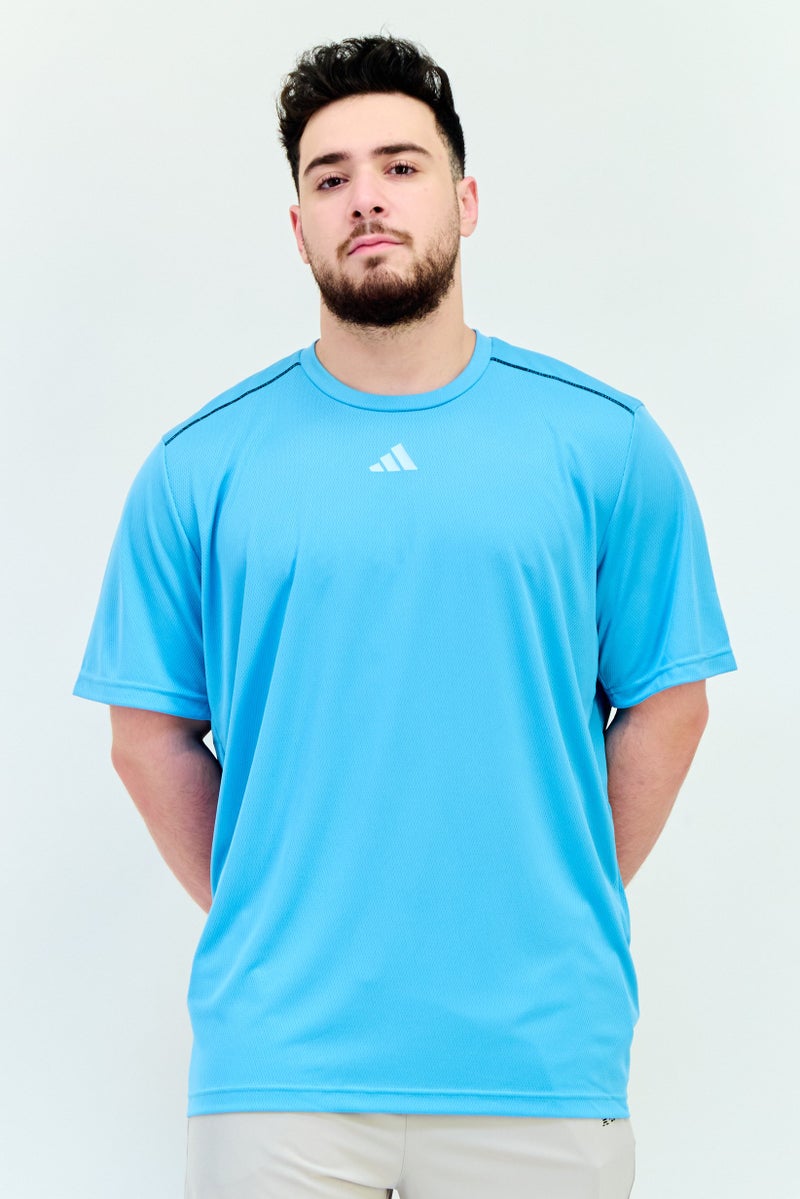 Adidas Men Sportswear Fit Short Sleeves Training T-Shirt, Turquoise  - Image 1