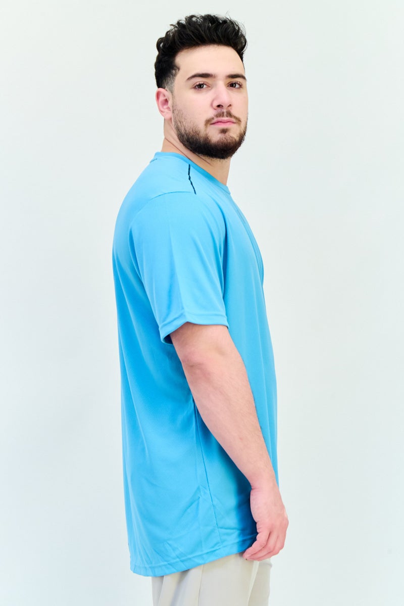 Adidas Men Sportswear Fit Short Sleeves Training T-Shirt, Turquoise  - Image 2