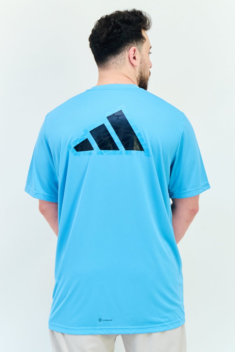 Adidas Men Sportswear Fit Short Sleeves Training T-Shirt, Turquoise  - Image 3