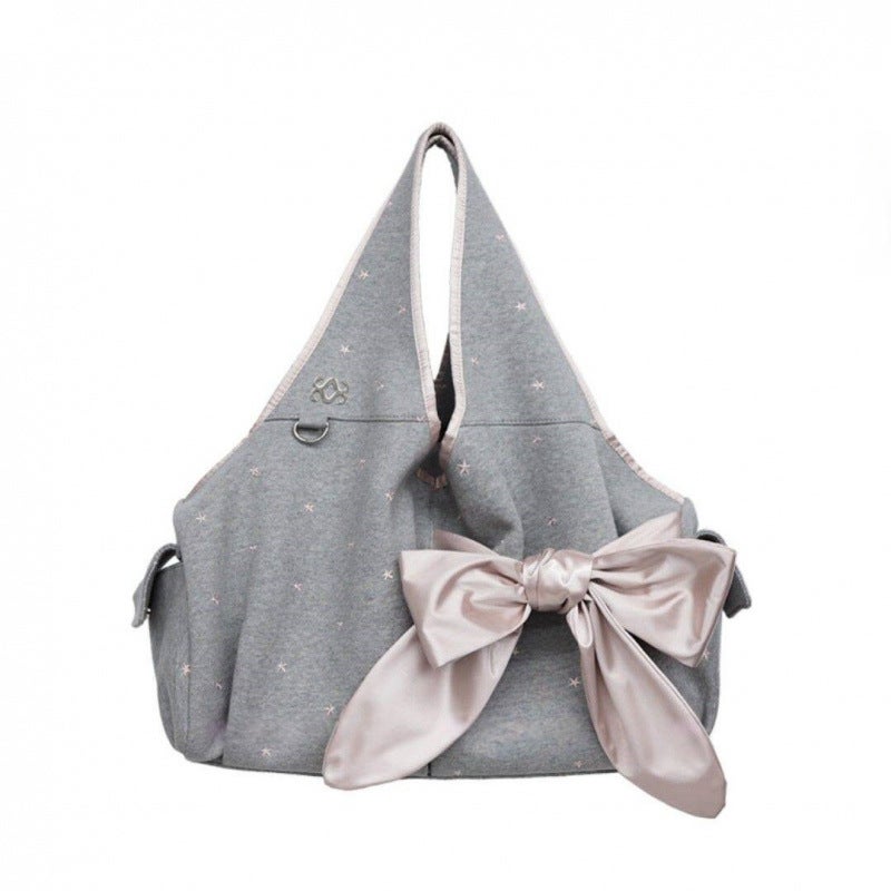 Korean Bow & Star Print Shoulder Tote Bag - Image 5