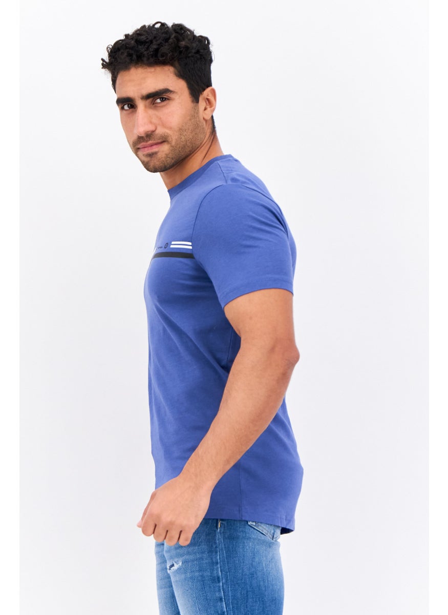 Ben Sherman - Men Crew Neck Short Sleeves Brand Logo T-Shirt, Blue - Image 1