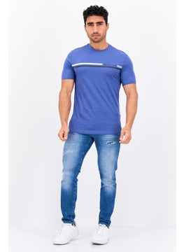 Ben Sherman Men Crew Neck Short Sleeves Brand Logo T-Shirt, Blue  - Image 4