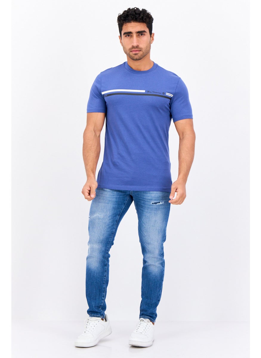 Ben Sherman - Men Crew Neck Short Sleeves Brand Logo T-Shirt, Blue - Image 1