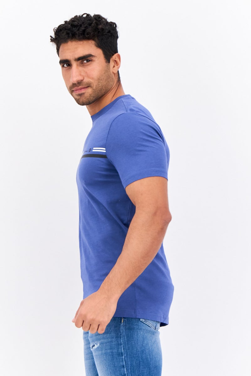 Ben Sherman Men Crew Neck Short Sleeves Brand Logo T-Shirt, Blue  - Image 2