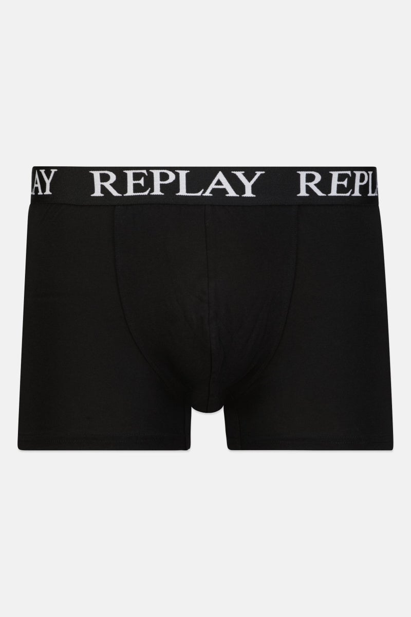 Replay Men 2 Pack Brand Logo Boxer Brief, Black  - Image 3