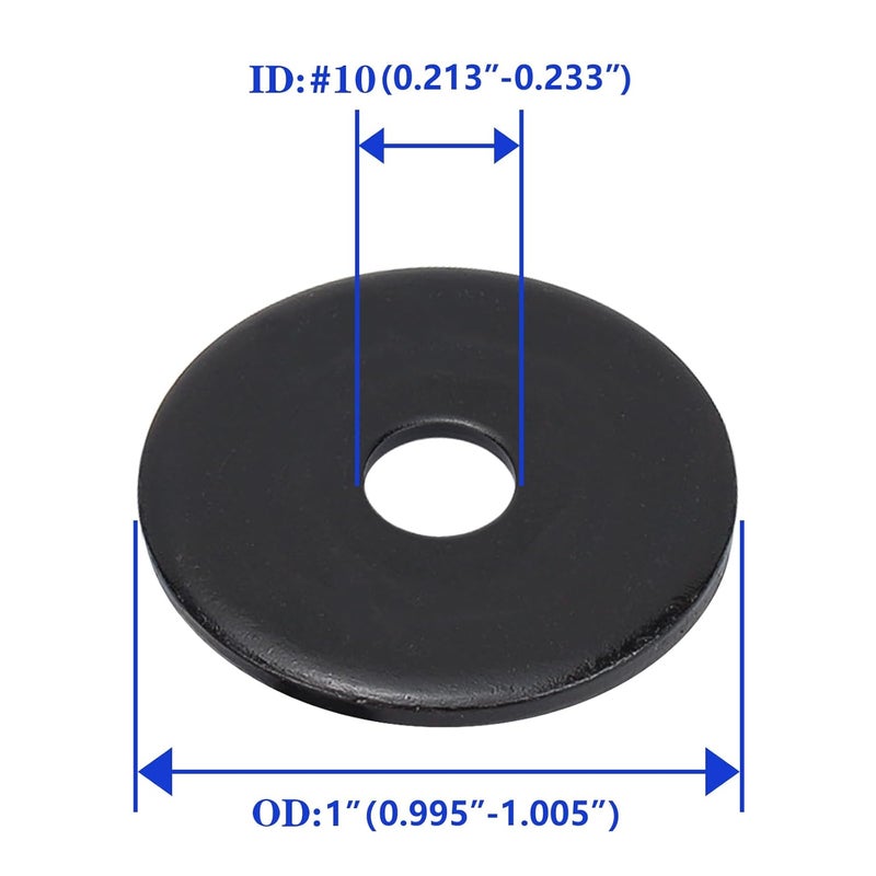 Instockbolts #10 x 1 OD Black Fender Washer,18-8 (304) Stainless Steel Flat Washer, 10 ID x 1" OD, 100Pcs - Image 2