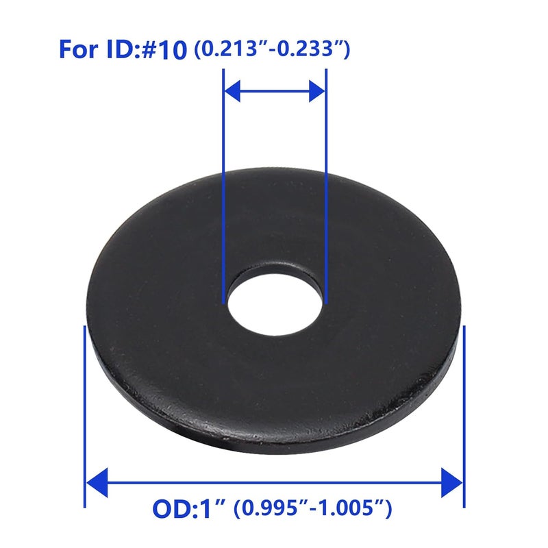 Instockbolts #10 x 1 OD Black Fender Washer,18-8 (304) Stainless Steel Flat Washer, 10 ID x 1" OD, 100Pcs - Image 4