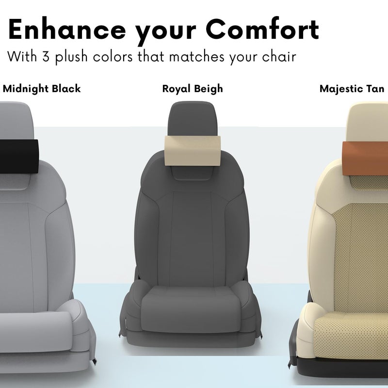 RIPOSEV Falcon Ultimate Memory Foam Car Pillow for Comfortable Car Rides, Superior Neck Support Cushion, Relieves Neck Pain, Head Rest Pillow (Tan) - Image 5