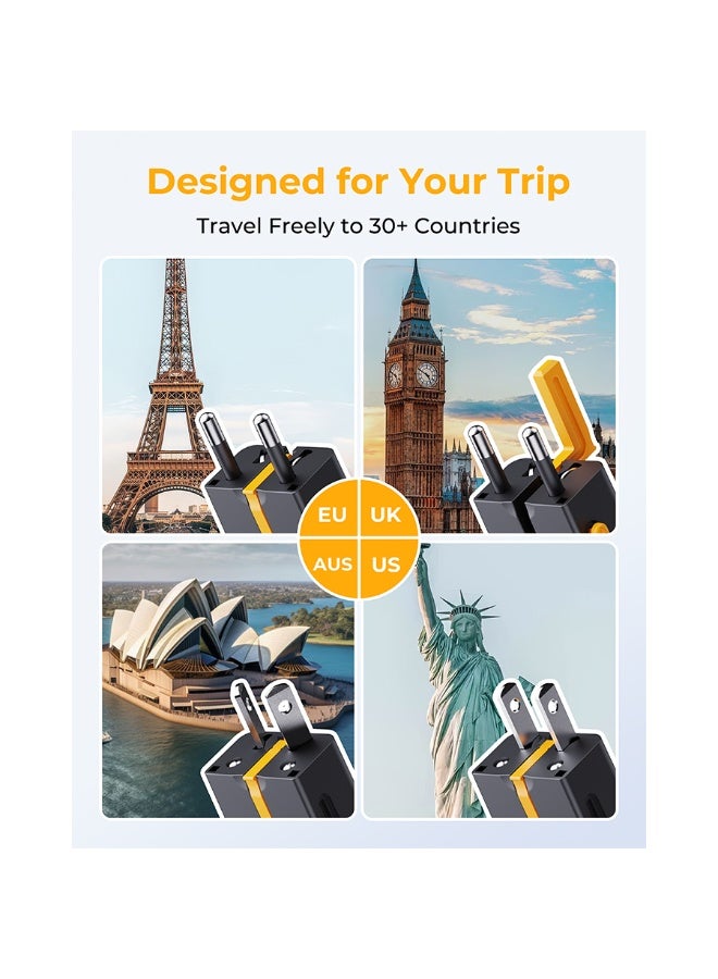 فولتمي شاحن جداري فولتمي فيتو جو مقبس عالمي بمنفذ USB-C ومنفذ USB وبقوة 35 واط - أسود - Image 3