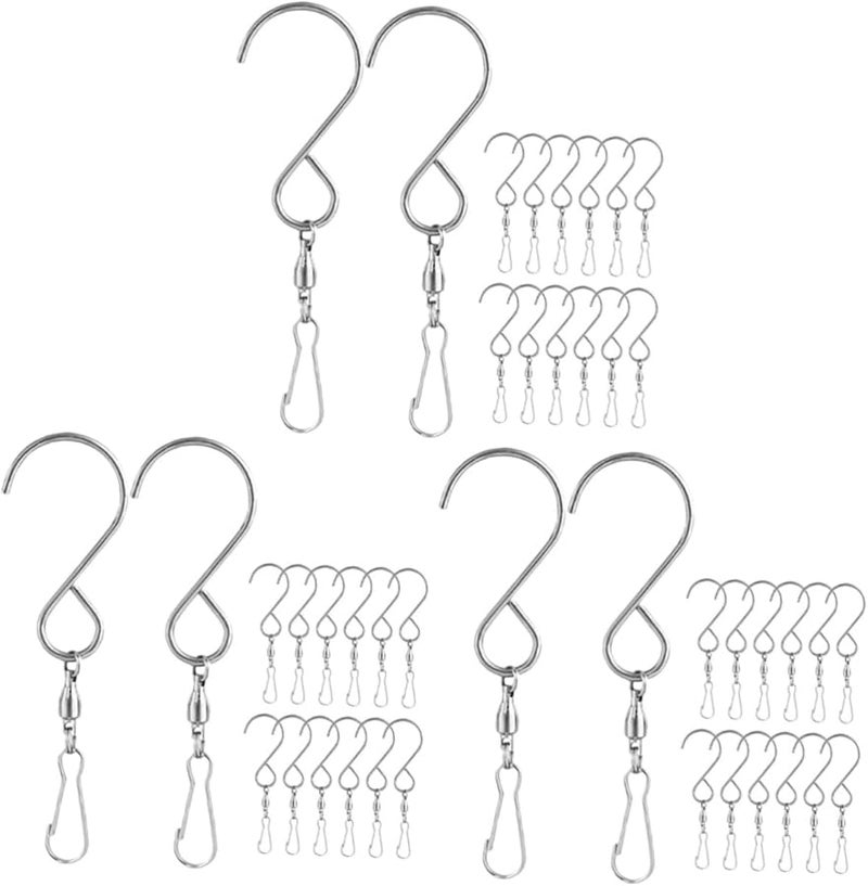 3 Pack Rotating Wind Chime Swivel Hooks With Stainless Steel Bearings Secure Hanging Clips - Image 1