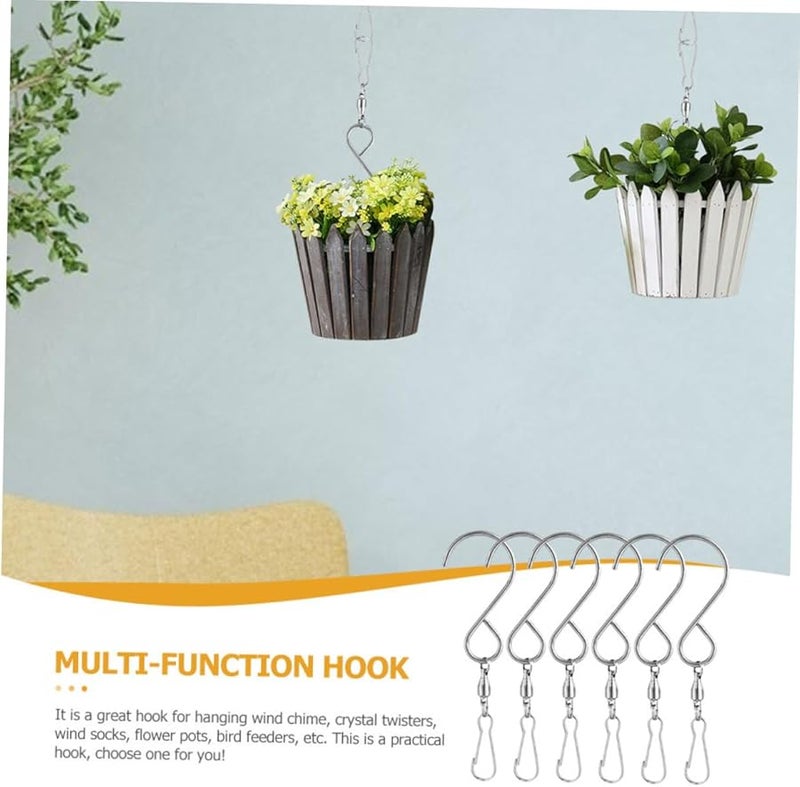 3 Pack Rotating Wind Chime Swivel Hooks With Stainless Steel Bearings Secure Hanging Clips - Image 5