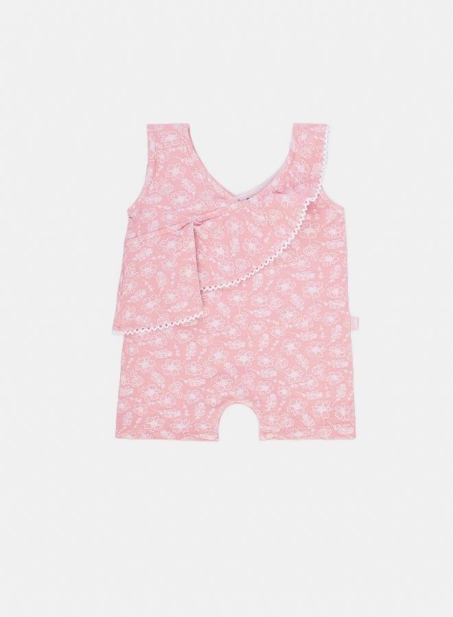 Junior Baby Girls Printed Sleeveless Romper  - Image 1