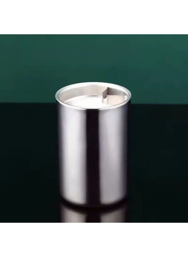 Classic Silvery Stainless Steel Ashtray With Lid And Funnel Prevents Ash Flying For Home And Car - Image 3