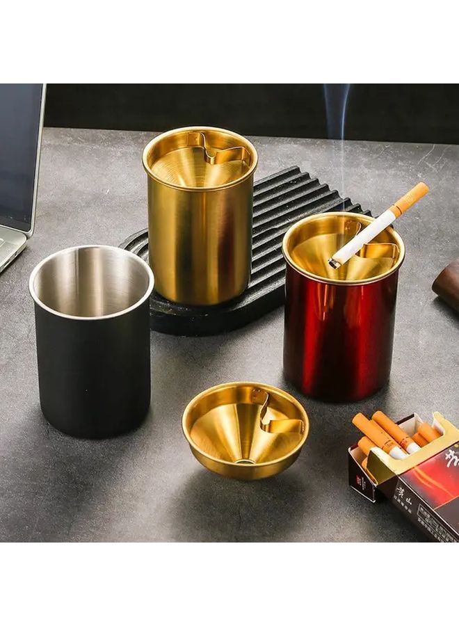 Classic Silvery Stainless Steel Ashtray With Lid And Funnel Prevents Ash Flying For Home And Car - Image 5
