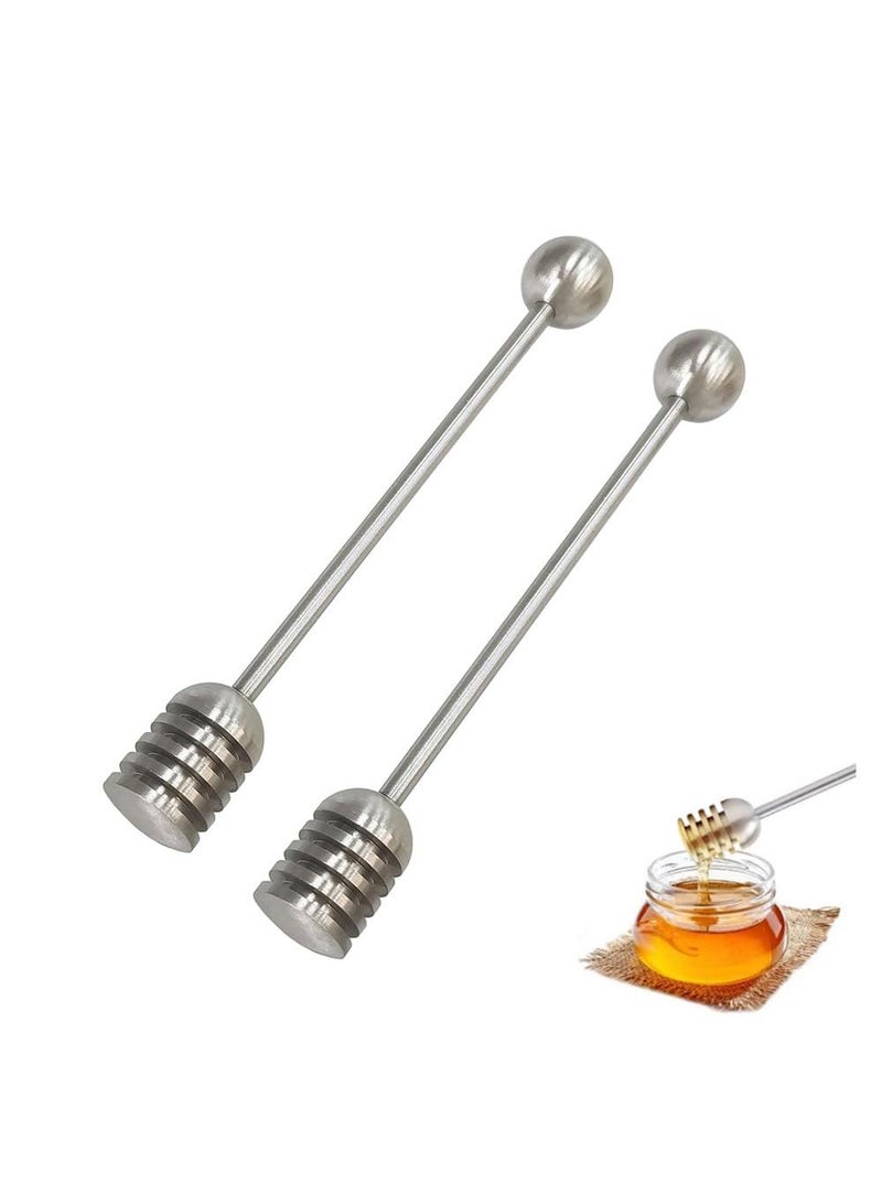2 Pieces Stainless Steel Honey Dipper Stick, 6.3 Inch Honey Wand Server, Removable Honeycomb Stick for Honey Pot Dispense Honey, Wedding Party Favors Birthday Gift  - Image 1