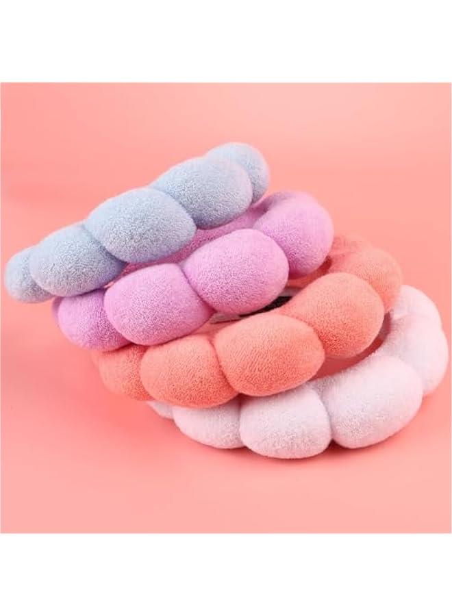 MIXDE Spa Headband For Washing Face Wristband Set, Skincare Makeup Headbands For Women, Bubble Make Up Headbands Teen Girl Gifts, Terry Cloth Puffy Hairband Get Ready Hair Accessory (blue) - Image 2