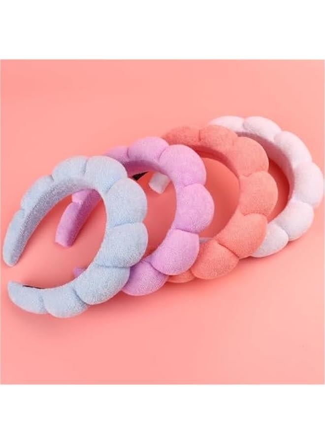 MIXDE Spa Headband For Washing Face Wristband Set, Skincare Makeup Headbands For Women, Bubble Make Up Headbands Teen Girl Gifts, Terry Cloth Puffy Hairband Get Ready Hair Accessory (blue) - Image 3