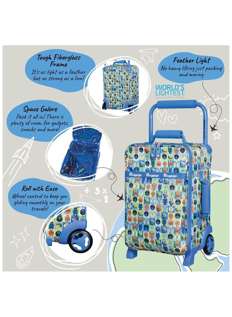 it Luggage - it luggage KIDS Model Curiosity, Unisex Kids Underseat Suitcase, World's Lightest Children's Small Cabin, Soft Outer Shell, Polyester, 15Liters, 1.13kg, Blue Minimals - Image 1