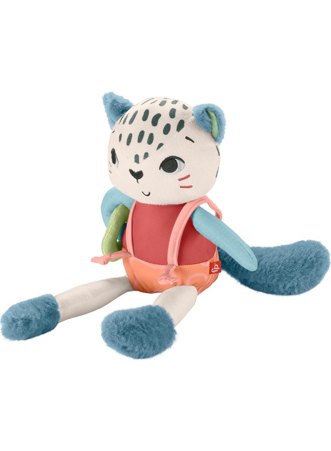 Fisher-Price Baby Toy Planet Friends Spotting Fun Snow Leopard Plush With Sensory Activities For Newborns Ages 3+ Months  - Image 1