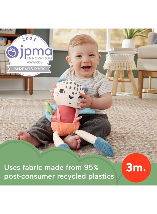 Fisher-Price Baby Toy Planet Friends Spotting Fun Snow Leopard Plush With Sensory Activities For Newborns Ages 3+ Months  - Image 2