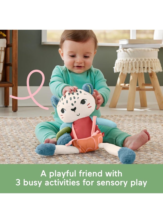 Fisher-Price Baby Toy Planet Friends Spotting Fun Snow Leopard Plush With Sensory Activities For Newborns Ages 3+ Months  - Image 3