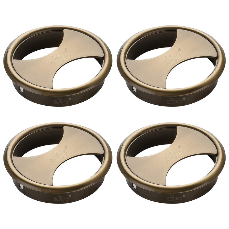 Axtry Axtry 25 Inch Stainless Steel Cable Manager Cable Hole Cover Grommet Wire Cable Organiser Manager Antiqu Brass Finish Pack of 4  - Image 1