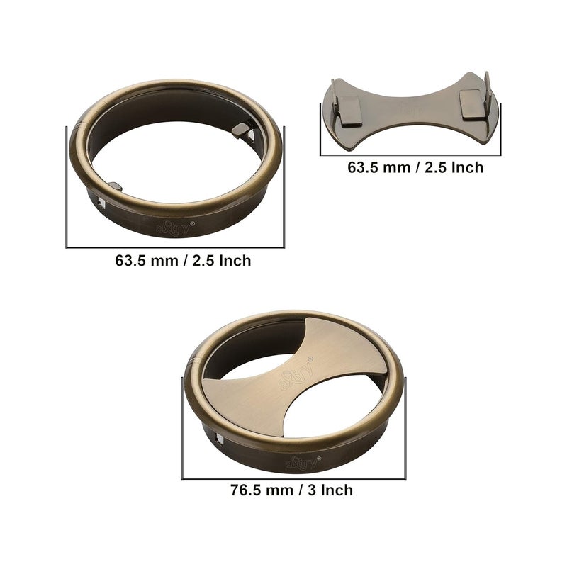 Axtry Axtry 25 Inch Stainless Steel Cable Manager Cable Hole Cover Grommet Wire Cable Organiser Manager Antiqu Brass Finish Pack of 4  - Image 3