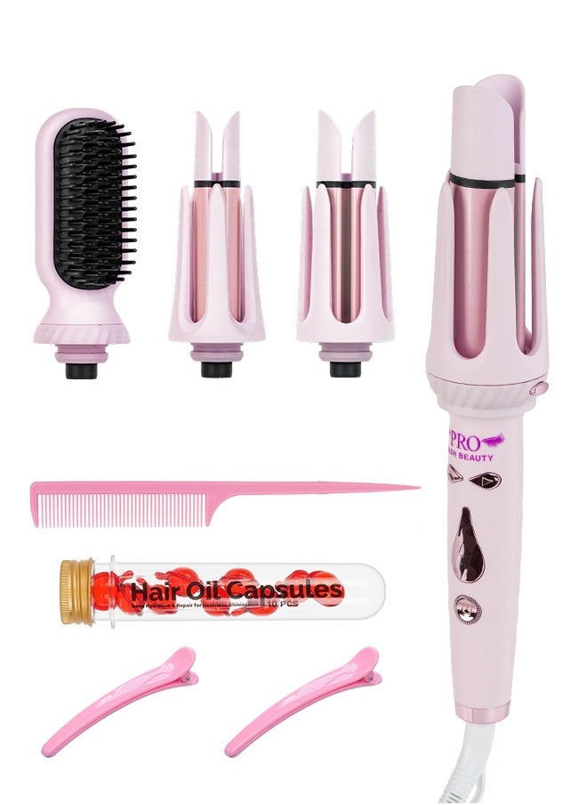 PRO LASHBEAUTY Multifunctional Automatic Curling Iron Hair Curler Replaceable Curling Wand with 2 Sizes(25mm/32mm) + Ionic Straightening Brush Hair Waver with Anti-Tangle & Auto-Off Double Voltage Rotating Curling Iron  - Image 1