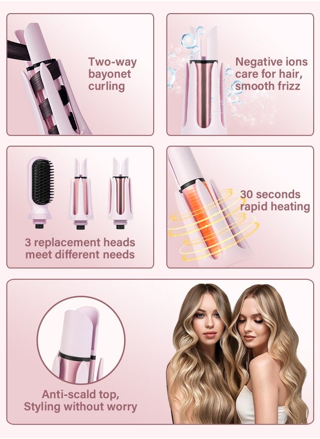 PRO LASHBEAUTY Multifunctional Automatic Curling Iron Hair Curler Replaceable Curling Wand with 2 Sizes(25mm/32mm) + Ionic Straightening Brush Hair Waver with Anti-Tangle & Auto-Off Double Voltage Rotating Curling Iron  - Image 4