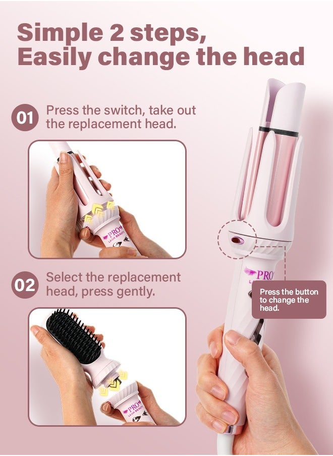 PRO LASHBEAUTY Multifunctional Automatic Curling Iron Hair Curler Replaceable Curling Wand with 2 Sizes(25mm/32mm) + Ionic Straightening Brush Hair Waver with Anti-Tangle & Auto-Off Double Voltage Rotating Curling Iron  - Image 5