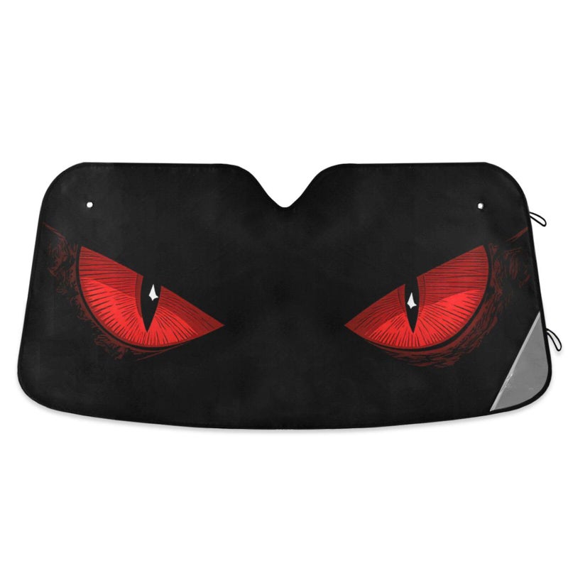 Dussdil Evil Eyes Car Sun Shade Windshield Red Eyes Sunshade Block UV Rays Protector Keep Your Vehicle Cool Sun Window Shield Visor Cover Foldable for Car Truck SUV M - Image 1