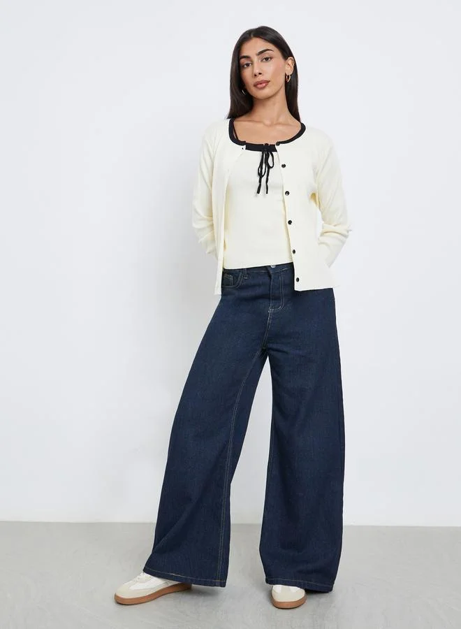 Styli 2-Piece Ribbed Knit Cardigan with Cami