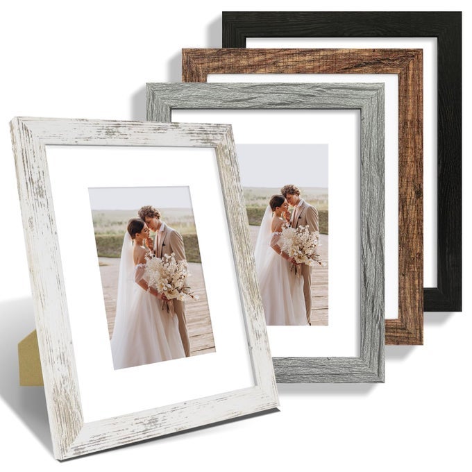 8X10 PICTURE FRAME SET OF 4 MADE OF REAL GLASS AND MULTICOLOUR WOODEN FRAME 8 BY 10 PHOTO FOR WALL OR TABLETOP DISPLAY PICTURE 5X7 WITH MAT OR 8X10 WITHOUT MAT