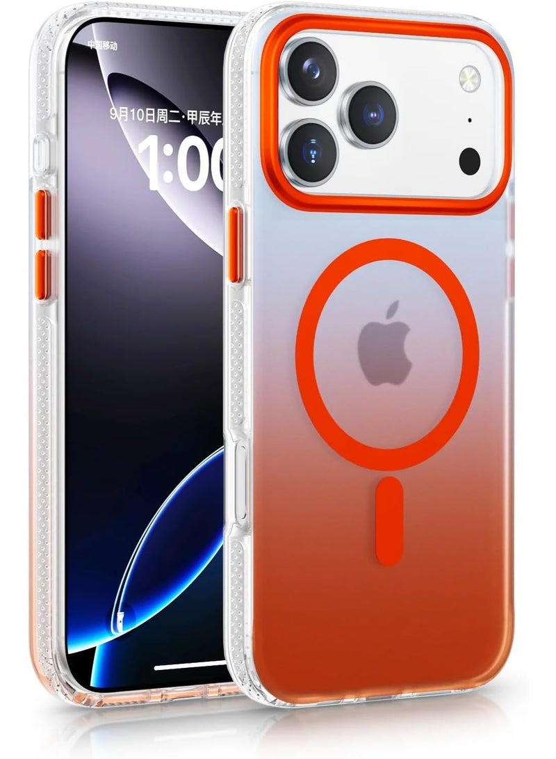 Strong Magnetic for iPhone 17 Pro Max Case, Skin-Friendly [Compatible with Magsafe] [Military-Grade Test Protection]Never Yellow Slim Translucent Matte for Phone Case,Tangerine Dream (Orange)