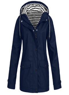 Women Solid Rain Outdoor Plus Waterproof Hooded Raincoat Windproof Jacket Coat