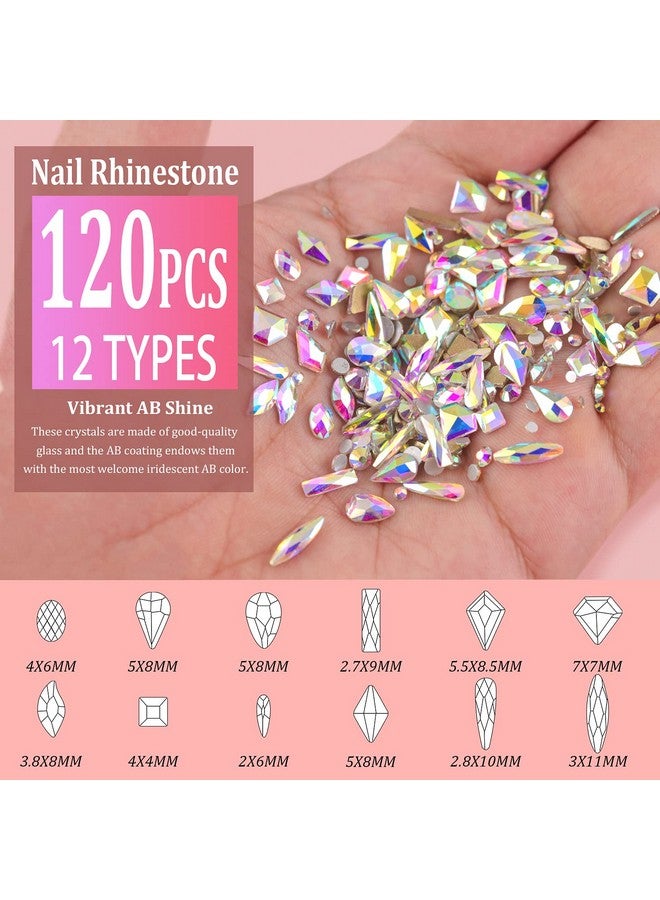 BELLEBOOST Multi Shapes 3D Glass Ab Crystal Nail Art Rhinestones Kit With Flatback Round Bead Charm Gem Stone Jewelry Diamond With Pickup Pen + Tweezer For Manicure Craft Decoration By Belleboost (Iridescent) - Image 3