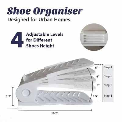 MENOVAS Adjustable Shoe Slots Organizer Portable Shoe Rack Holder Space Saver Double Deck Shoe Rack Shoe Slots for Closet Organization Pack of 6 Multicolor - Image 4
