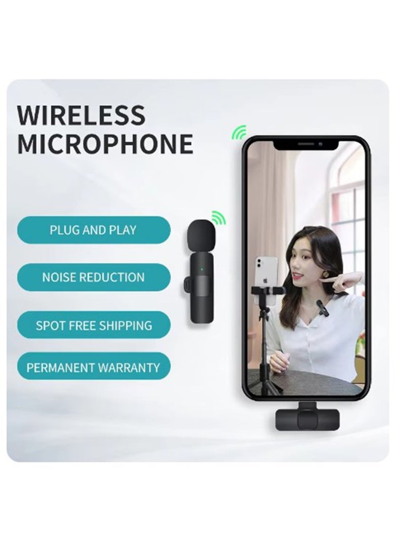 BSNL - BSNL K8 Wireless Lavalier Microphone Portable Audio Video Recording Mini Mic For iPhone Android Long Battery Life Gaming Live - iOs - Image 1