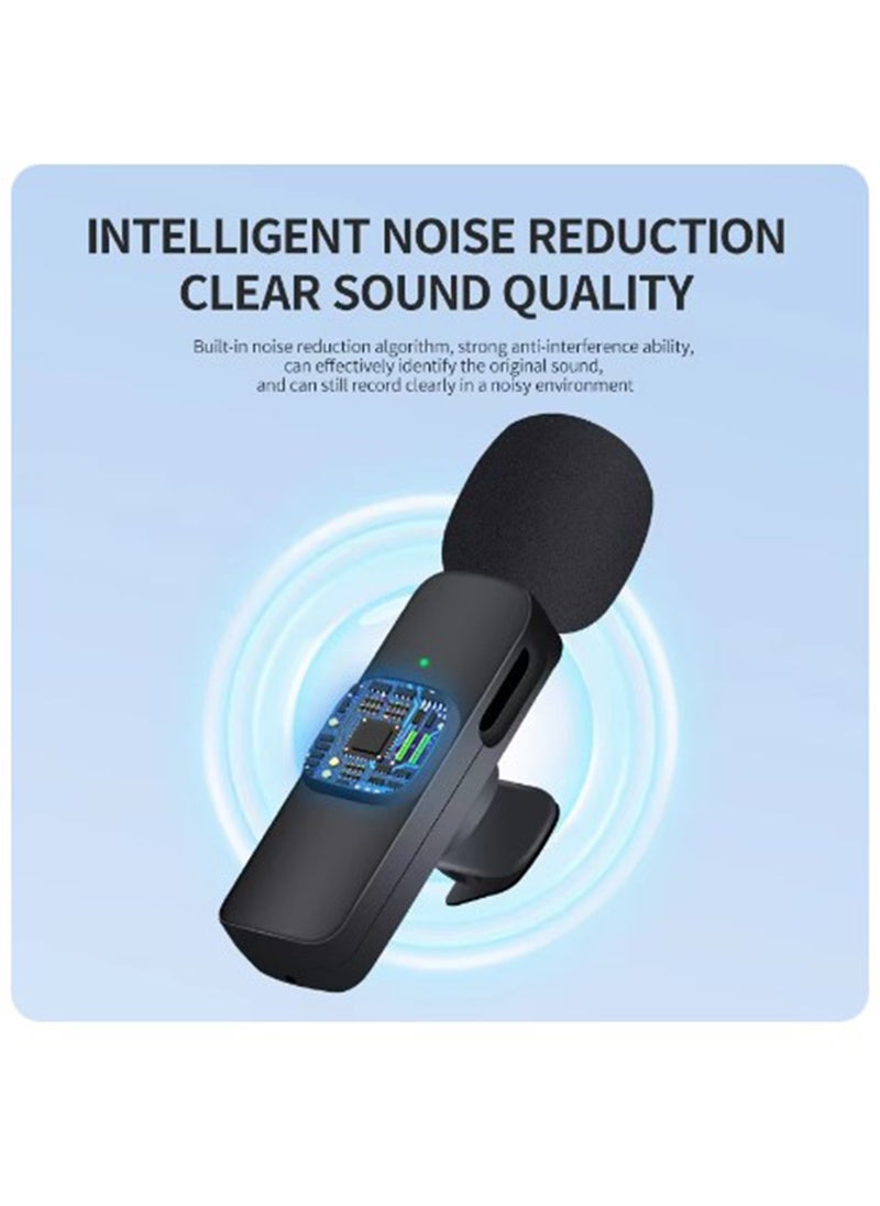 BSNL - BSNL K8 Wireless Lavalier Microphone Portable Audio Video Recording Mini Mic For iPhone Android Long Battery Life Gaming Live - iOs - Image 1