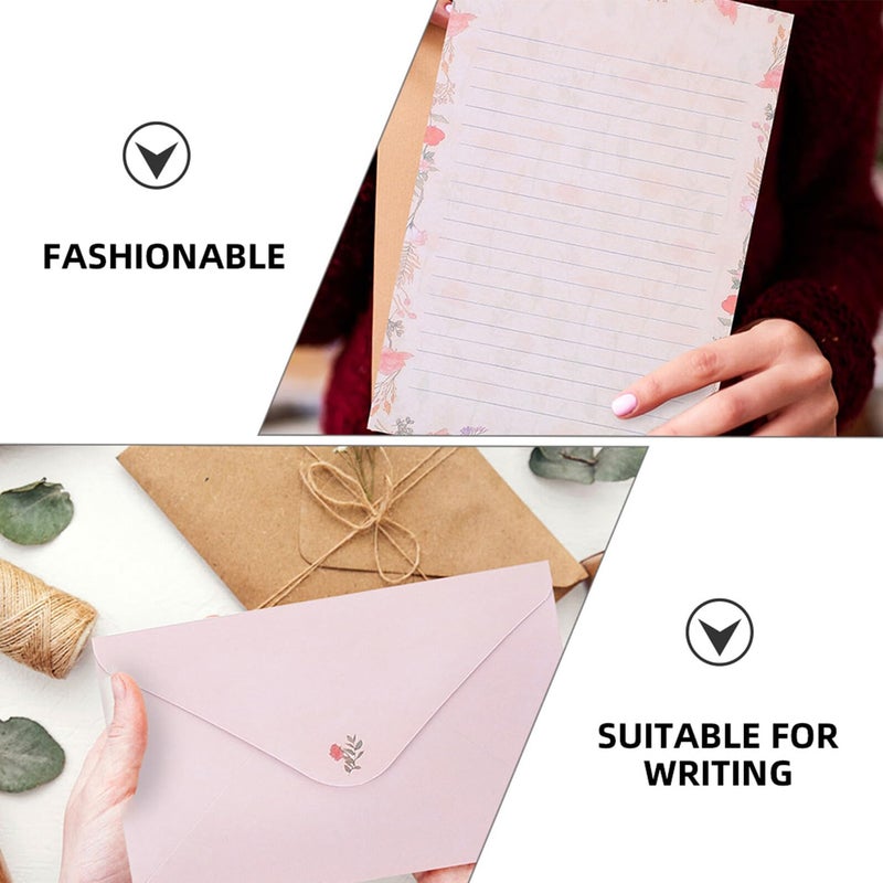 NUOBESTY A5 Stationary Paper and Envelopes Set, 24PCS Floral Stationery Writing Paper 12PCS Matching Envelopes Lined Printing Paper for Home Office School - Image 3
