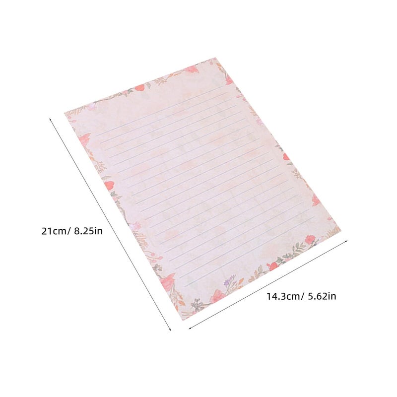 NUOBESTY A5 Stationary Paper and Envelopes Set, 24PCS Floral Stationery Writing Paper 12PCS Matching Envelopes Lined Printing Paper for Home Office School - Image 2