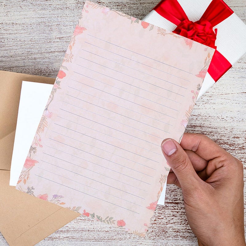NUOBESTY A5 Stationary Paper and Envelopes Set, 24PCS Floral Stationery Writing Paper 12PCS Matching Envelopes Lined Printing Paper for Home Office School - Image 5