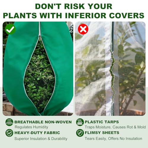 SDLDEER 2 Pack 63 x 71 Inch Plant Covers Freeze Protection, Frost Cloth Plant Freeze Protection With Burlap Tree Wrap, Reusable Breathable Freeze Blankets With Drawstring for Fruit Tree Shrub Potted - Image 4