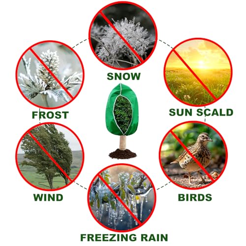 SDLDEER 2 Pack 63 x 71 Inch Plant Covers Freeze Protection, Frost Cloth Plant Freeze Protection With Burlap Tree Wrap, Reusable Breathable Freeze Blankets With Drawstring for Fruit Tree Shrub Potted - Image 5